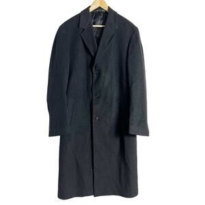 Vintage Stafford Men’s Black Wool Single Breasted Topper Overcoat Size 40 Long